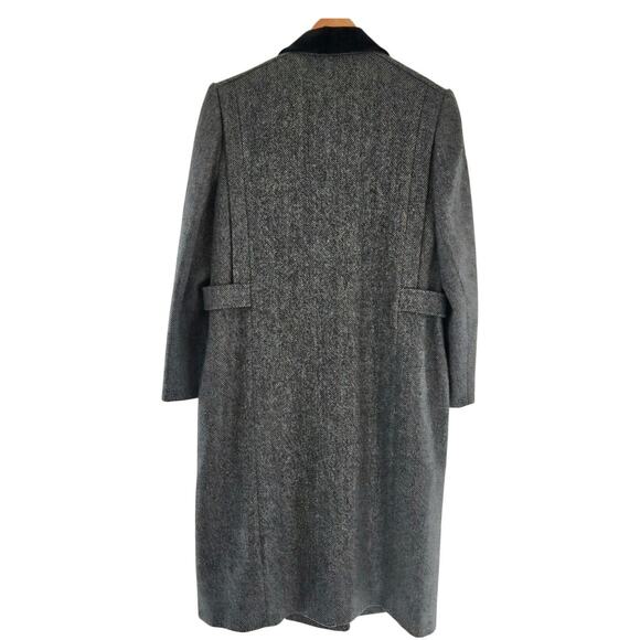 Adonna Women Vtg 90s USA Wool Blend Herringbone Double Breast Velvet Trim Coat S - Picture 6 of 12